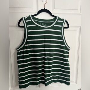 LOFT Forest Green and White Knit Top